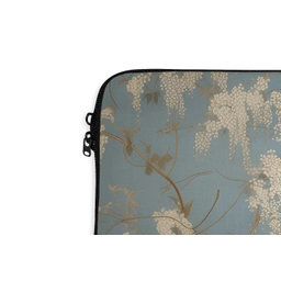 Kraanvogels - Maan - Bloemen - Blauw laptophoes neopreen klein -detail