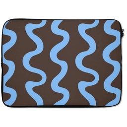 Kronkelende lijnen - Blauw - Bruin - Minimalistisch laptophoes neopreen klein 279 -zkaufland3dotto