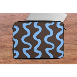 Kronkelende lijnen - Blauw - Bruin - Minimalistisch laptophoes neopreen klein 279 -tafel