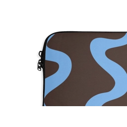 Kronkelende lijnen - Blauw - Bruin - Minimalistisch laptophoes neopreen klein 279 -detail