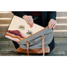 Palmbomen - Abstract - Zon - Heuvels laptophoes neopreen klein -tas