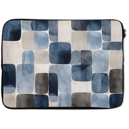 Patroon - Blauw - Vierkanten laptophoes neopreen klein -zkaufland3dotto