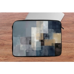Rechthoeken - Abstract - Blauw laptophoes neopreen klein -tafel