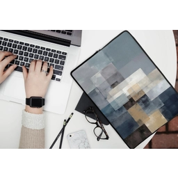 Rechthoeken - Abstract - Blauw laptophoes neopreen klein -bureau