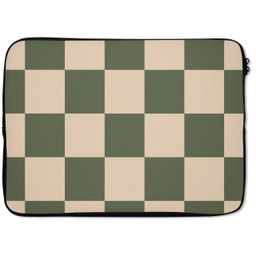 Schaakbord print - Groen - Beige - Blokjes laptophoes neopreen klein -zkaufland3dotto