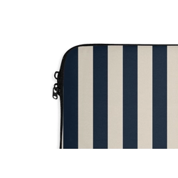 Verticale strepen - Blauw - Crème laptophoes neopreen klein 279 -detail