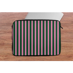 Verticale strepen - Groen - Roze laptophoes neopreen klein 279 -tafel