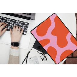 Vlekken - Rood - Roze - Patroon - Minimalistisch laptophoes neopreen klein -bureau