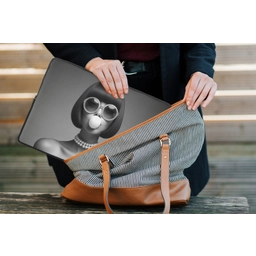 Vrouw - Zwart Wit - Ketting - Zonnebril laptophoes neopreen klein -tas