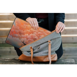 Zee - Boot - Wolken - Oranje laptophoes neopreen klein -tas