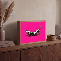 Banaan - Zebraprint - Roze Light Box met batterij (Wandlamp) middel -sfeer2