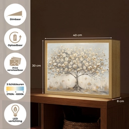 Boom - Beige - Goud - Verflook - Grijs Light Box met batterij (Wandlamp) middel -USP_websiteoverzichtNL