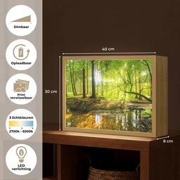 Bos - Landschap - Water - Bomen - Zon - Groen - Natuur Light Box met batterij (Wandlamp) middel -USP_websiteoverzichtNL