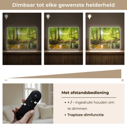 Bos - Landschap - Water - Bomen - Zon - Groen - Natuur Light Box met batterij (Wandlamp) middel -USP_dimbaarNL