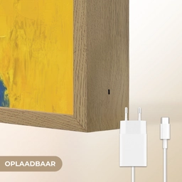 Frida Kahlo - Vrouw - Geel - Blauw - Bloemen Light Box met batterij (Wandlamp) middel -USP_websiteoplaadbaarNL