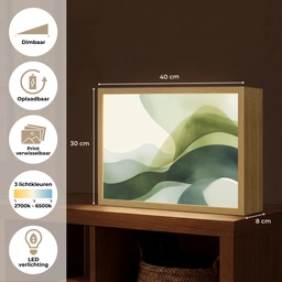 Golven - Abstract - Lichtgroen - Sierlijk Light Box met batterij (Wandlamp) middel -USP_websiteoverzichtNL