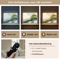 Golven - Abstract - Lichtgroen - Sierlijk Light Box met batterij (Wandlamp) middel -USP_lichtkleurNL