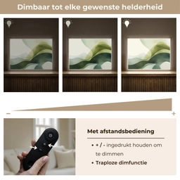 Golven - Abstract - Lichtgroen - Sierlijk Light Box met batterij (Wandlamp) middel -USP_dimbaarNL