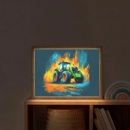 Abstract - Tractor - Groen Light Box met batterij (Wandlamp kind) middel -sfeer1_kind
