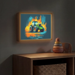 Abstract - Tractor - Groen Light Box met batterij (Wandlamp kind) middel -sfeer5_kind