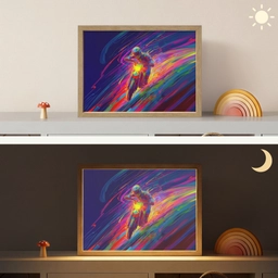 Crossmotor - Neonkleuren - Lijnen - Helm Light Box met batterij (Wandlamp kind) middel -sfeer3_kind