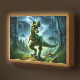 Dino - Jongens - Groen - Blauw - T-Rex Light Box met batterij (Wandlamp kind) middel -z3d_website