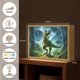 Dino - Jongens - Groen - Blauw - T-Rex Light Box met batterij (Wandlamp kind) middel -USP_websiteoverzichtNL