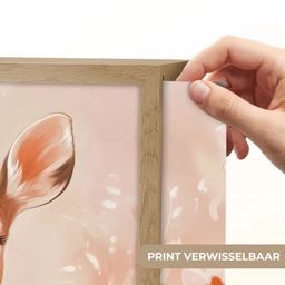 Hertje - Illustratie - Bloemen - Roze Light Box met batterij (Wandlamp kind) middel -USP_websiteprintNL