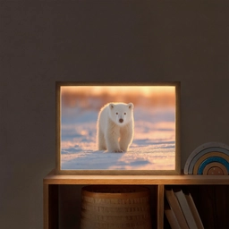 Ijsbeer - Sneeuw - Zonsopgang Light Box met batterij (Wandlamp kind) middel -sfeer1_kind