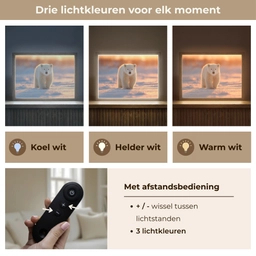 Ijsbeer - Sneeuw - Zonsopgang Light Box met batterij (Wandlamp kind) middel -USP_lichtkleurNL