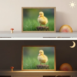 Kuiken - Eend - Geel - Gras Light Box met batterij (Wandlamp kind) middel -sfeer3_kind