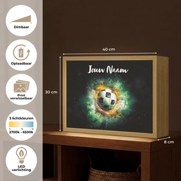 Bal - Voetbal - Groen - Oranje - Rook Light Box met batterij (Wandlamp kind) middel -USP_websiteoverzichtNL
