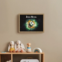 Bal - Voetbal - Groen - Oranje - Rook Light Box met batterij (Wandlamp kind) middel -sfeer2_kind