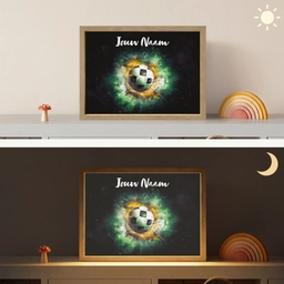 Bal - Voetbal - Groen - Oranje - Rook Light Box met batterij (Wandlamp kind) middel -sfeer3_kind