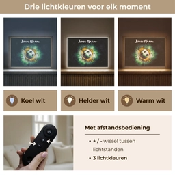 Bal - Voetbal - Groen - Oranje - Rook Light Box met batterij (Wandlamp kind) middel -USP_lichtkleurNL