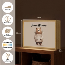 Beer - Witte bloemen - Knus Light Box met batterij (Wandlamp kind) middel -USP_websiteoverzichtNL
