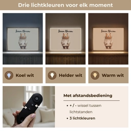 Beer - Witte bloemen - Knus Light Box met batterij (Wandlamp kind) middel -USP_lichtkleurNL