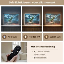 Dino - Lava - Groen - Jongens Light Box met batterij (Wandlamp kind) middel -USP_lichtkleurNL
