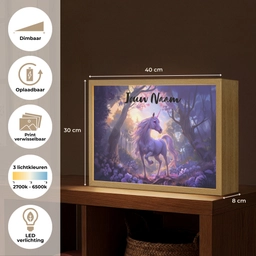 Eenhoorn - Paars - Sprookje - Fantasy dier Light Box met batterij (Wandlamp kind) middel -USP_websiteoverzichtNL