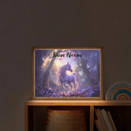 Eenhoorn - Paars - Sprookje - Fantasy dier Light Box met batterij (Wandlamp kind) middel -sfeer1_kind