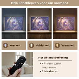 Eenhoorn - Paars - Sprookje - Fantasy dier Light Box met batterij (Wandlamp kind) middel -USP_lichtkleurNL