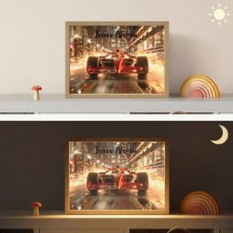 Formule 1 - Auto - Race - Goud - Jongens Light Box met batterij (Wandlamp kind) middel -sfeer3_kind