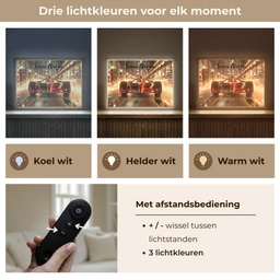 Formule 1 - Auto - Race - Goud - Jongens Light Box met batterij (Wandlamp kind) middel -USP_lichtkleurNL