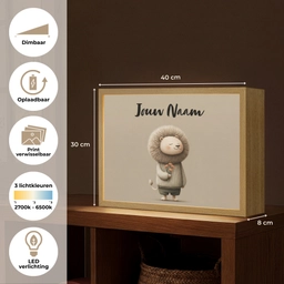 Leeuw - Oranje bloemen - Vriendelijk Light Box met batterij (Wandlamp kind) middel -USP_websiteoverzichtNL