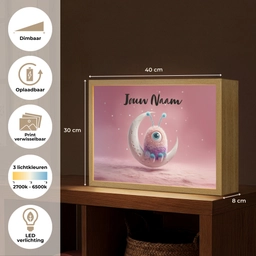 Maan - Monster - Roze Light Box met batterij (Wandlamp kind) middel -USP_websiteoverzichtNL