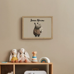 Neushoorn - Witte bloemen - Lief Light Box met batterij (Wandlamp kind) middel -sfeer2_kind