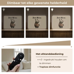 Neushoorn - Witte bloemen - Lief Light Box met batterij (Wandlamp kind) middel -USP_dimbaarNL