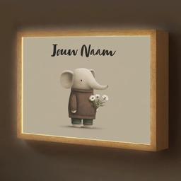 Olifant - Witte bloemen - Kindvriendelijk Light Box met batterij (Wandlamp kind) middel -z3d_website