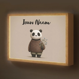 Panda - Blauwe bloemen - Zachtheid Light Box met batterij (Wandlamp kind) middel -z3d_website