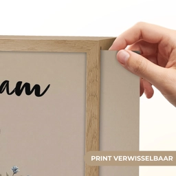 Panda - Blauwe bloemen - Zachtheid Light Box met batterij (Wandlamp kind) middel -USP_websiteprintNL